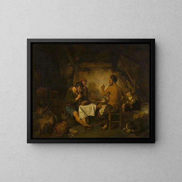 L'histoire du paysan et du satyre des fables d'Ésope - Gerbrand van den Eeckhout — cuadro enmarcado en la pared