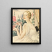 a Woman in a White Dress Sitting on the Window Sill - Gerda Wegener — framed artwork on a wall