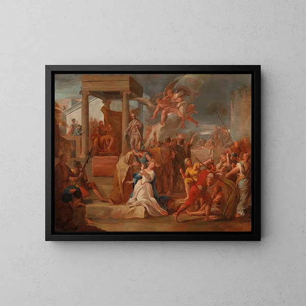 The martyrdom of a saint - German school — framed artwork on a wall