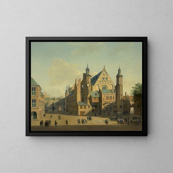 La corte del Binnenhof con la Ridderzaal en La Haya - Gerrit Adriaensz Berckheyde — cuadro enmarcado en la pared