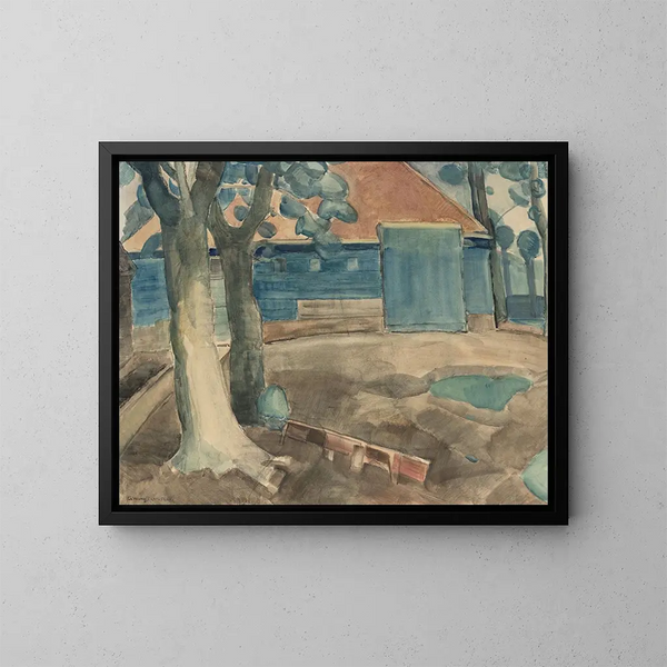 a Northern Dutch farm with courtyard - Gerrit van Blaaderen — framed artwork on a wall
