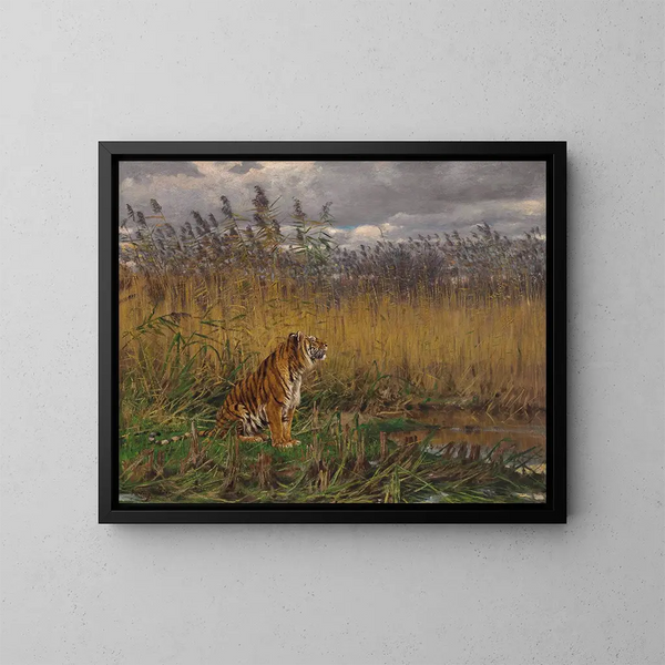 Un tigre dans un paysage - Géza Vastagh — cuadro enmarcado en la pared