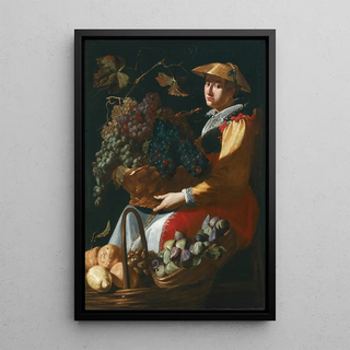 Giacomo Legi - A Lady Selling Fruit Including Figs Lemons And Grapes.webp