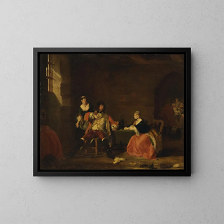 El capitán Macheath reprendido por Polly y Lucy en L'Opéra des gueux - Gilbert Stuart Newton — cuadro enmarcado en la pared