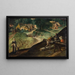 Landscape with Men Sawing Wood - Gillis Mostaert — framed artwork on a wall