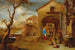 Un pareja de campesinos conversando en un patio de granja - Gillis Peeters el Viejo — vista de la obra