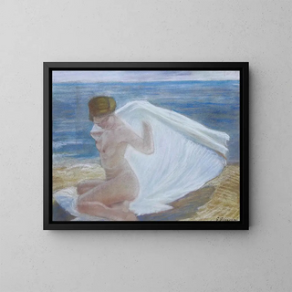 Dama junto al mar - Gino Piccioni — cuadro enmarcado en la pared