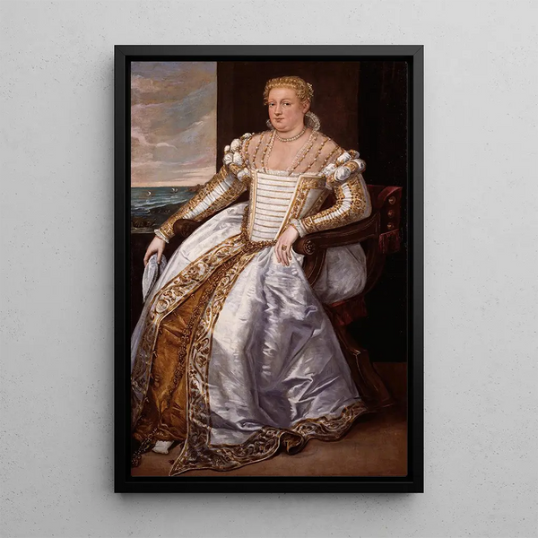 Retrato de una dama - Giovanni Antonio Fasolo — cuadro enmarcado en la pared