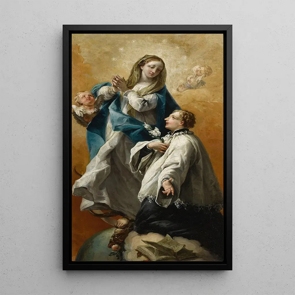 La Virgen en gloria con San Luis de Gonzaga - Giovanni Battista Canal — cuadro enmarcado en la pared