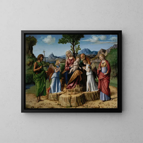 El descanso durante la huida a Egipto - Giovanni Battista Cima da Conegliano — cuadro enmarcado en la pared