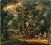 viajeros en un paisaje nocturno con relámpagos - Giovanni Battista Innocenzo Colombo — vista de la obra
