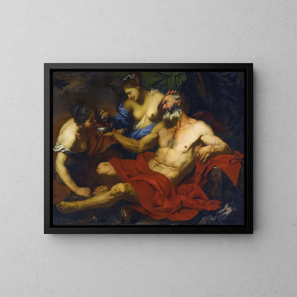 Lote y sus hijas - Giovanni Battista Langetti — cuadro enmarcado en la pared