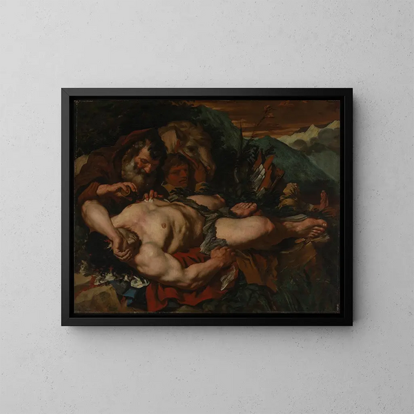 El Buen Samaritano - Giovanni Battista Langetti — cuadro enmarcado en la pared