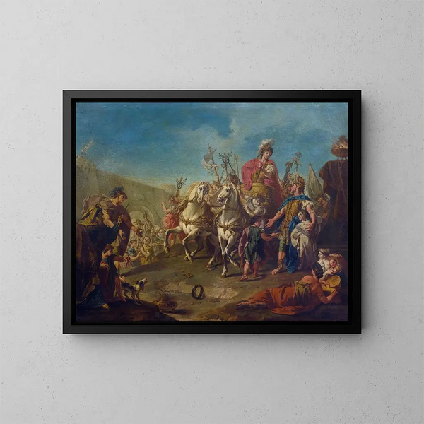 Alexandre Triumphant in Babylon - Giovanni Battista Pittoni — framed artwork on a wall