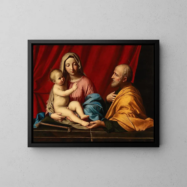 La Santa Familia - Giovanni Battista Salvi da Sassoferrato — cuadro enmarcado en la pared