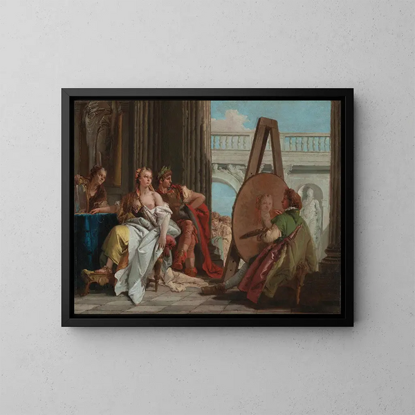 Alexandre el Grande y Campaspe en el taller de Apelle - Giovanni Battista Tiepolo — cuadro enmarcado en la pared