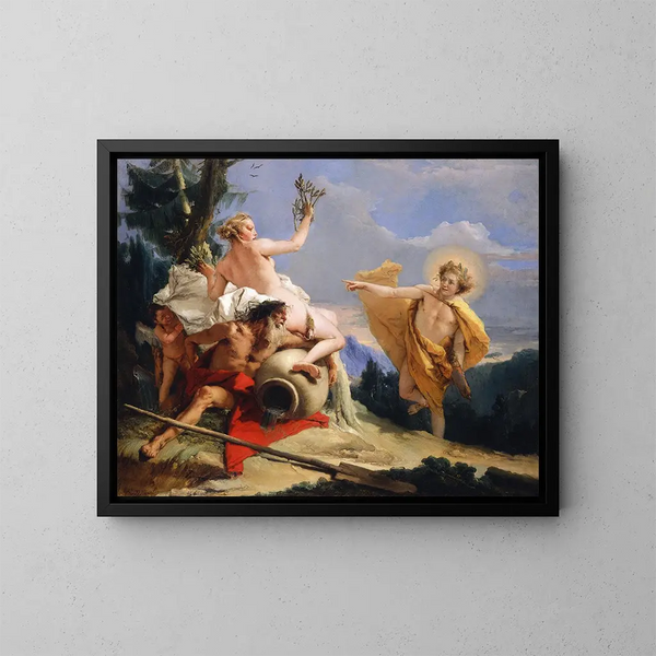 Apollo Pursuing Daphne - Giovanni Battista Tiepolo — framed artwork on a wall