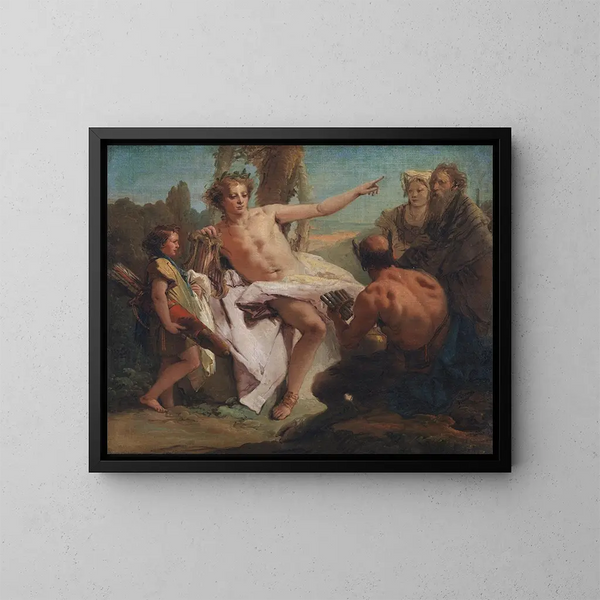 Apollon et Marsyas - Giovanni Battista Tiepolo — framed artwork on a wall