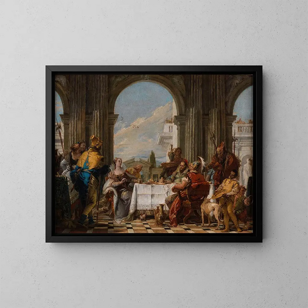 El banquete de Cleopatra - Giovanni Battista Tiepolo — cuadro enmarcado en la pared