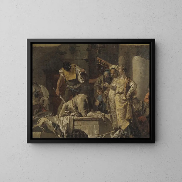 La decapitación de san Juan Bautista - Giovanni Battista Tiepolo — cuadro enmarcado en la pared