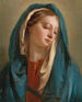 La Madona de frente y vestida con un abrigo azul - Giovanni Battista Tiepolo — vista de la obra