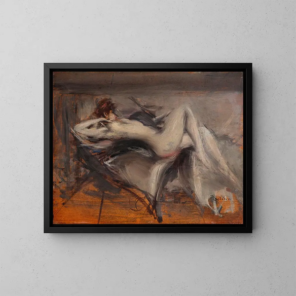 Nu femenino - Giovanni Boldini — cuadro enmarcado en la pared
