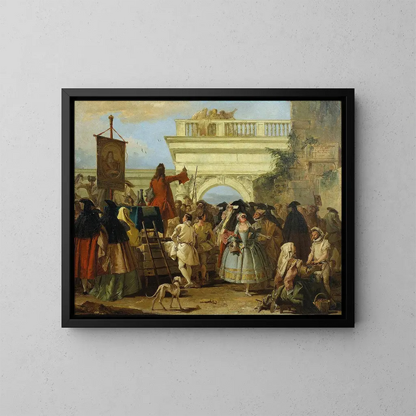 El charlatán - Giovanni Domenico Tiepolo — cuadro enmarcado en la pared