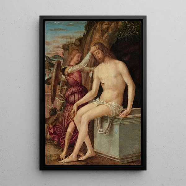 El Cristo resucitado con un ángel - Giovanni Francesco Maineri — cuadro enmarcado en la pared