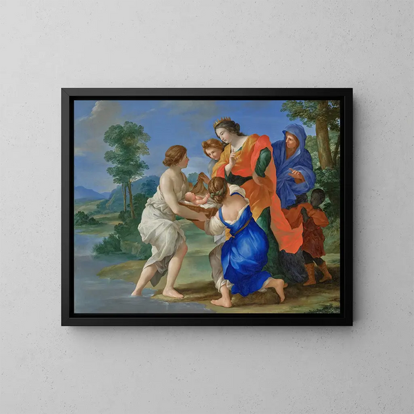 La descubrimiento de Moisés - Giovanni Francesco Romanelli — cuadro enmarcado en la pared