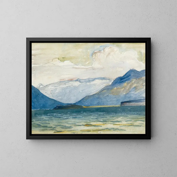 Vista desde Plaun Da Lej hacia la península de Chast - Giovanni Giacometti — cuadro enmarcado en la pared