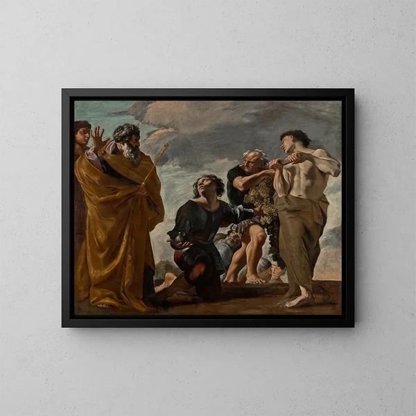 Moisés y los mensajeros de Canaán - Giovanni Lanfranco — cuadro enmarcado en la pared