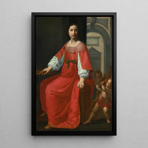 Santa Cecilia con dos ángeles - Giovanni Martinelli — cuadro enmarcado en la pared