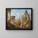 Un capricho con san Pablo predicando a los Romanos con el templo de Vesta y la pirámide de Cayo Cestius - Giovanni Paolo Panini — cuadro enmarcado en la pared