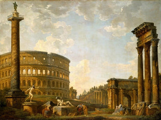 Caprice romano: El Coliseo y otros monumentos - Giovanni Paolo Panini — vista de la obra