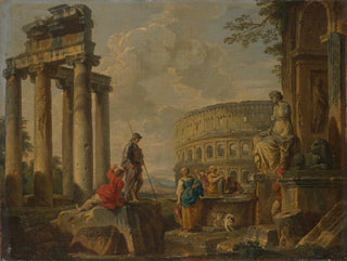 El Coliseo entre las ruinas romanas - Giovanni Paolo Panini — vista de la obra