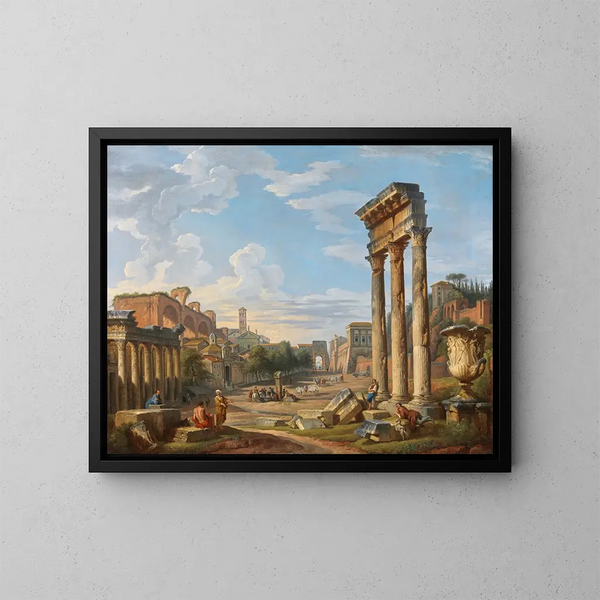 The Roman Forum - Giovanni Paolo Panini — framed artwork on a wall