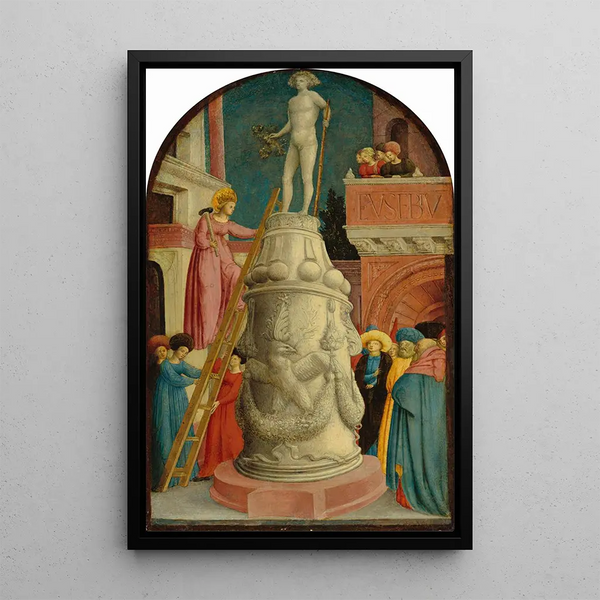 Santa Apolonia destruyendo un ídolo pagano - Giovanni d'Alemagna — cuadro enmarcado en la pared