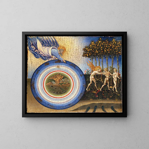 La Creación del mundo y la Expulsión del paraíso - Giovanni di Paolo — cuadro enmarcado en la pared