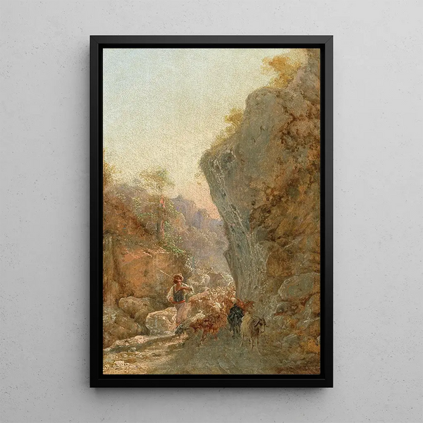 Berger con rebaño de ovejas - Girolamo Gianni — cuadro enmarcado en la pared