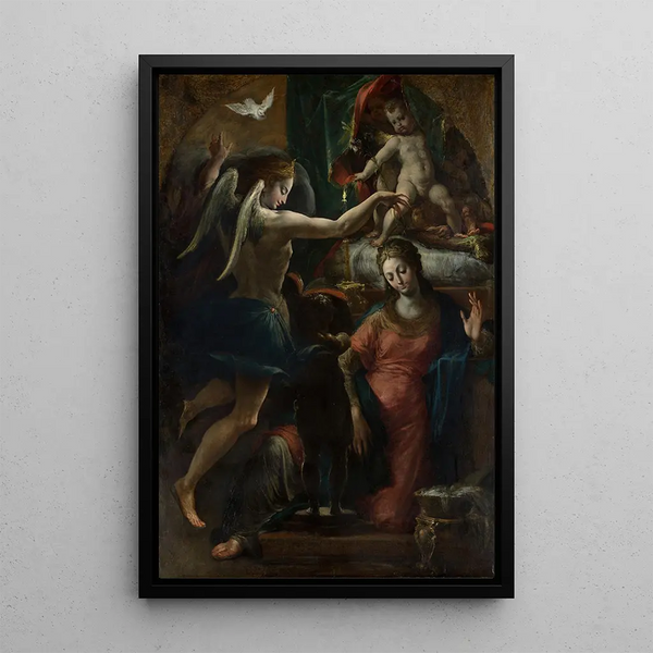 L'Annonciation - Girolamo Mazzola Bedoli — cuadro enmarcado en la pared