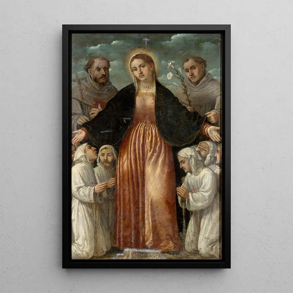 La Virgen de la Misericordia - Girolamo Romanino — cuadro enmarcado en la pared