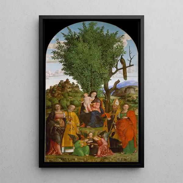 Virgen con el Niño con santos - Girolamo dai Libri — cuadro enmarcado en la pared