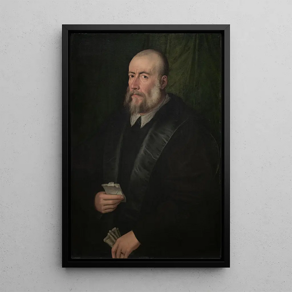 Retrato de un anciano - Giulio Campi — cuadro enmarcado en la pared