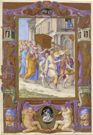 Giulio Clovio - King David Dancing before the Ark of the Covenant in a Decorative Frame.webp