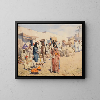 Los vendedores de naranjas - Giulio Rosati — cuadro enmarcado en la pared