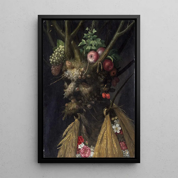 Las cuatro estaciones en una cabeza - Giuseppe Arcimboldo — cuadro enmarcado en la pared