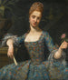 Retrato de una dama vestida con un vestido azul ricamente bordado - Giuseppe Baldrighi — vista de la obra