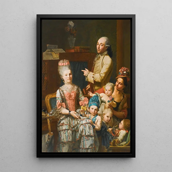 Retrato de Antonio Ghedini y su familia - Giuseppe Baldrighi — cuadro enmarcado en la pared