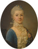 Retrato de una dama con vestido azul y cuello de encaje - Giuseppe Baldrighi — vista de la obra