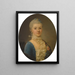Retrato de una dama con vestido azul y cuello de encaje - Giuseppe Baldrighi — cuadro enmarcado en la pared